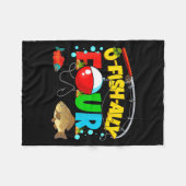 O-fish-ally Four Birthday Fishing 4th Birthday Boy フリースブランケット (正面(横))