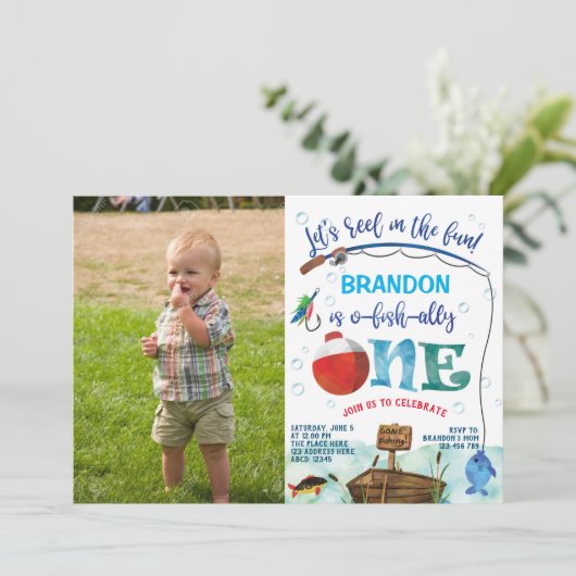 O-fish-ally Little Fishermanの最初の誕生日 招待状 (スタンド正面)