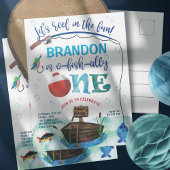 O-Fish-Ally, Little Fisherman, 魚釣り1番目の誕生日 インビテーションポストカード