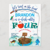 O-Fish-Ally, Little Fisherman, 魚釣り4番目の誕生日 インビテーションポストカード (正面)