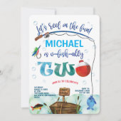 O-fish-ally, little fisherman, Boy 2nd birthday 招待状 (正面)