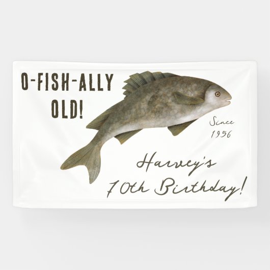 O-FISH-ALLY OLD, Fishing Themed Birthday Party 横断幕 (横)