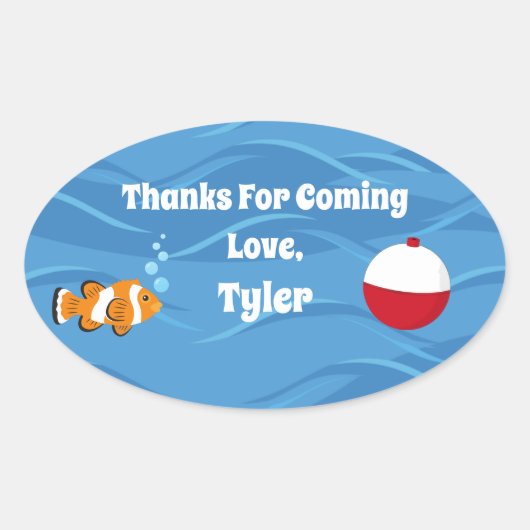 O-Fish-ally Oneパーティーありがとうステッカー 楕円形シール (正面)