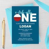O-Fish-ally Oneミニマリスト誕生日パーティー 招待状