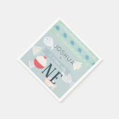 O-fish-ally-one魚釣りボーイブルー誕生日ナプキンス スタンダードカクテルナプキン (角)