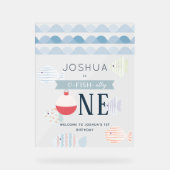 O-fish-ally-one魚釣りボーイホワイト誕生日へようこそ アクリルサイン (正面)