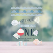 O-fish-ally-one魚釣りボーイホワイト誕生日へようこそ アクリルサイン (ニュートラル)