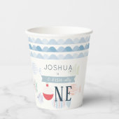 O-fish-ally One魚釣りボーイホワイト1歳 紙コップ