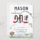 O-Fish-ally One魚釣り最初の誕生日 招待状 (正面)