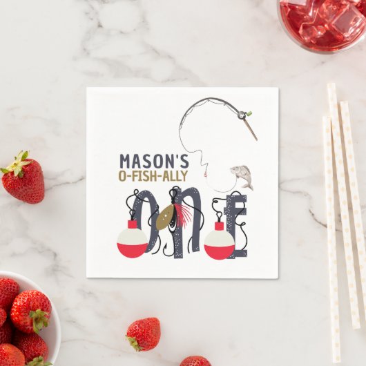 O-Fish-ally One魚釣り誕生会 スタンダードカクテルナプキン (インサイチュ)