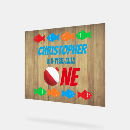 O-Fish-Ally One魚釣り1日 アクリルサイン (傾斜)