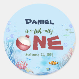 O-fish-ally One魚釣り1stバースデーシール ラウンドシール