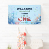 O-fish-ally One魚釣り1stバースデーバナーサイン 横断幕 (インサイチュ)