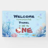 O-fish-ally One魚釣り1stバースデーバナーサイン 横断幕 (横)