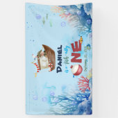 O-fish-ally One魚釣り1stバースデーバナーサイン 横断幕 (縦)