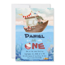 O-fish-ally One魚釣り1st誕生日招待状