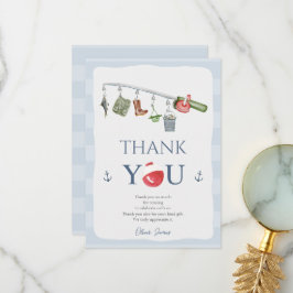 O-fish-ally one魚釣り1st boy birthday サンキューカード