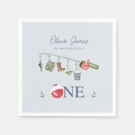 O-fish-ally one魚釣り1st boy birthday スタンダードカクテルナプキン