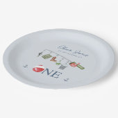 O-fish-ally one魚釣り1st boy birthday ペーパープレート (アングル)