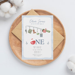 O-fish-ally one魚釣り1st boy birthday 招待状