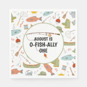 O-Fish-Ally One フィッシング 子供の1歳の誕生日 スタンダードランチョンナプキン (正面)