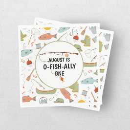 O-Fish-Ally One フィッシング 子供の1歳の誕生日 スタンダードランチョンナプキン