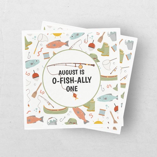 O-Fish-Ally One フィッシング 子供の1歳の誕生日 スタンダードランチョンナプキン