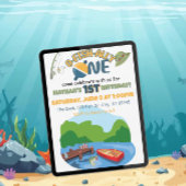 O-FISH-ALLY-ONE birthday party 招待状