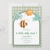 o fish ally one boy 1st birthday  招待状 (正面)