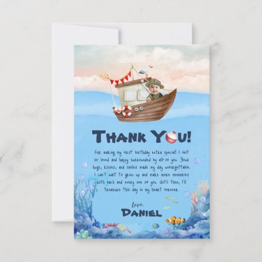 O-fish-ally One Fishing Flat Thank You Card サンキューカード (正面)