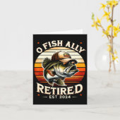 O Fish Ally Retired Est 2024 Funny Retirement Fish カード (黄色い花)