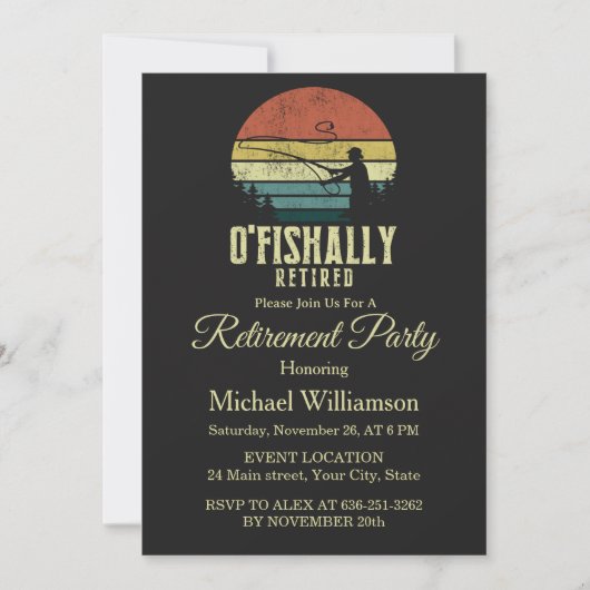 O-fish-ally Retired fishing retirement party 招待状 (正面)