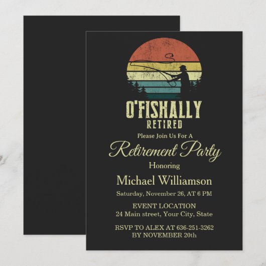 O-fish-ally Retired fishing retirement party 招待状 (正面/裏面)