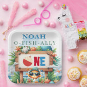 O-Fish-Ally The Big One Fishing Birthday ペーパープレート (パーティー)
