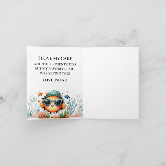 O-Fish-Ally The Big One Fishing Birthday thank you 招待状 (内部)