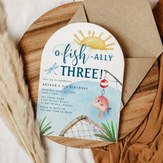 O Fish Ally Three! | 3歳の誕生日パーティー 招待状
