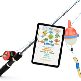 O-Fish-Ally Three, Colorful Fishing 3rd Birthday 招待状