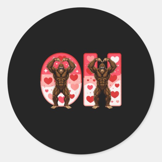 O-h Couples Matching Funny Bigfoot In Midwestern V ラウンドシール (正面)