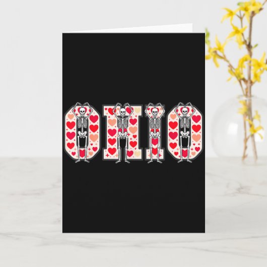 O-h-i-o Funny Skeletons Ohio In Midwestern Valenti カード (黄色い花)