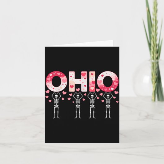 O-h-i-o Funny Skeletons Ohio In Midwestern Valenti カード (正面)