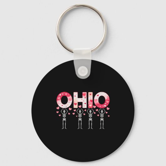 O-h-i-o Funny Skeletons Ohio In Midwestern Valenti キーホルダー (正面)