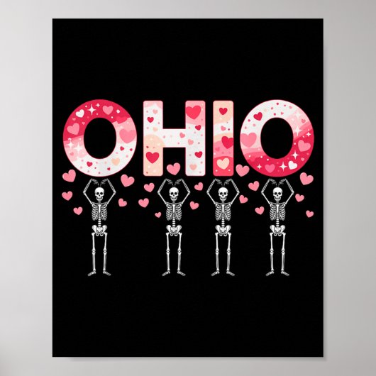 O-h-i-o Funny Skeletons Ohio In Midwestern Valenti ポスター (正面)