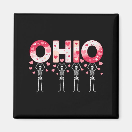 O-h-i-o Funny Skeletons Ohio In Midwestern Valenti マグネット (正面)