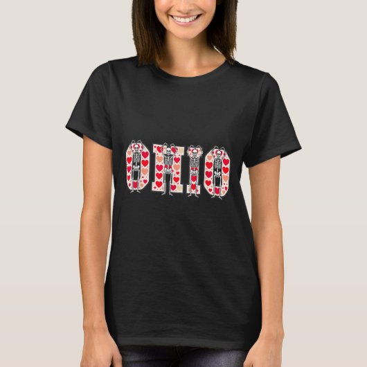 O-h-i-o Funny Skeletons Ohio In Midwestern Valenti Tシャツ (正面)