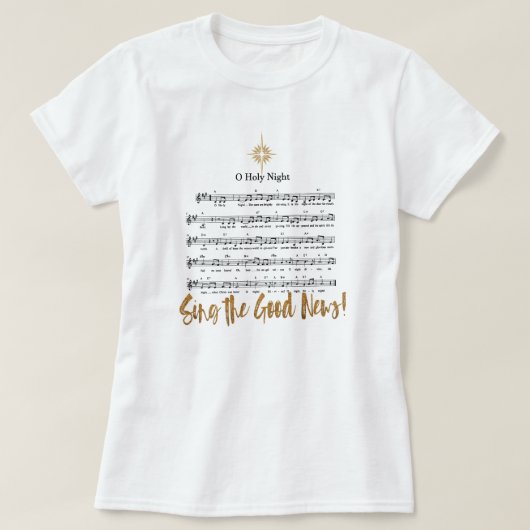 O HOLY NIGHTクリスチャン賛美歌の女性のクリスマス Tシャツ (デザイン正面)