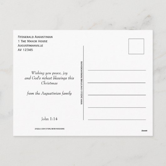 O HOLY NIGHT出生クリスマスポストカード シーズンポストカード (裏面)