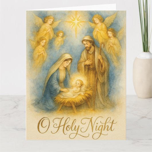 O Holy Night Nativity Christmas カード (正面)