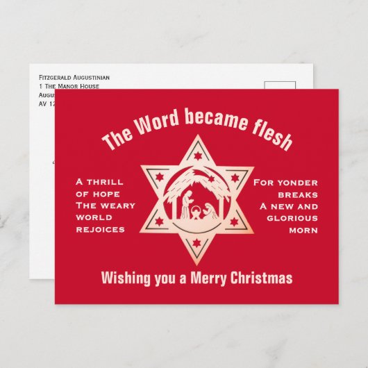 O HOLY NIGHT Nativity Christmas シーズンポストカード (正面/裏面)