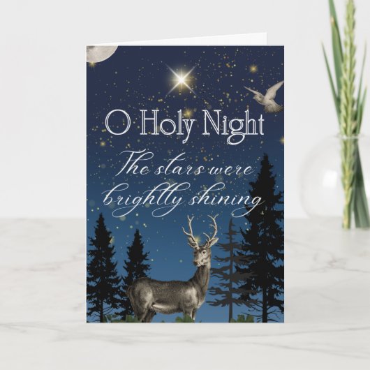 O Holy Night Starry Sky with Deer and Dove Card カード (正面)