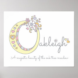 O monogram art Oakleigh girls name meaning poster ポスター